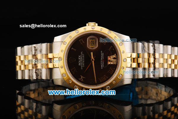 Rolex Datejust Oyster Perpetual Automatic Movement Steel Case with Brown Dial and Two Tone Strap - Click Image to Close